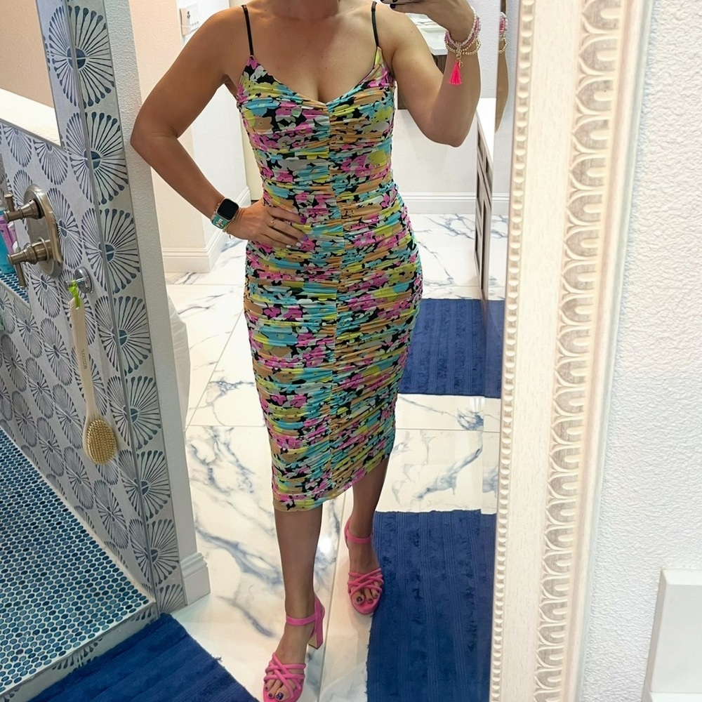 Multicolor Ruched Bodycon Dress